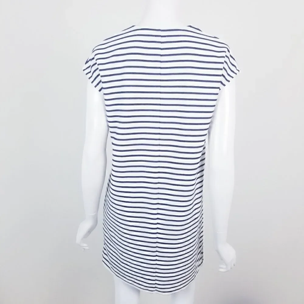 J. Crew Size XS Black & White Striped Sleeveless V Neck Mini Shift Dress